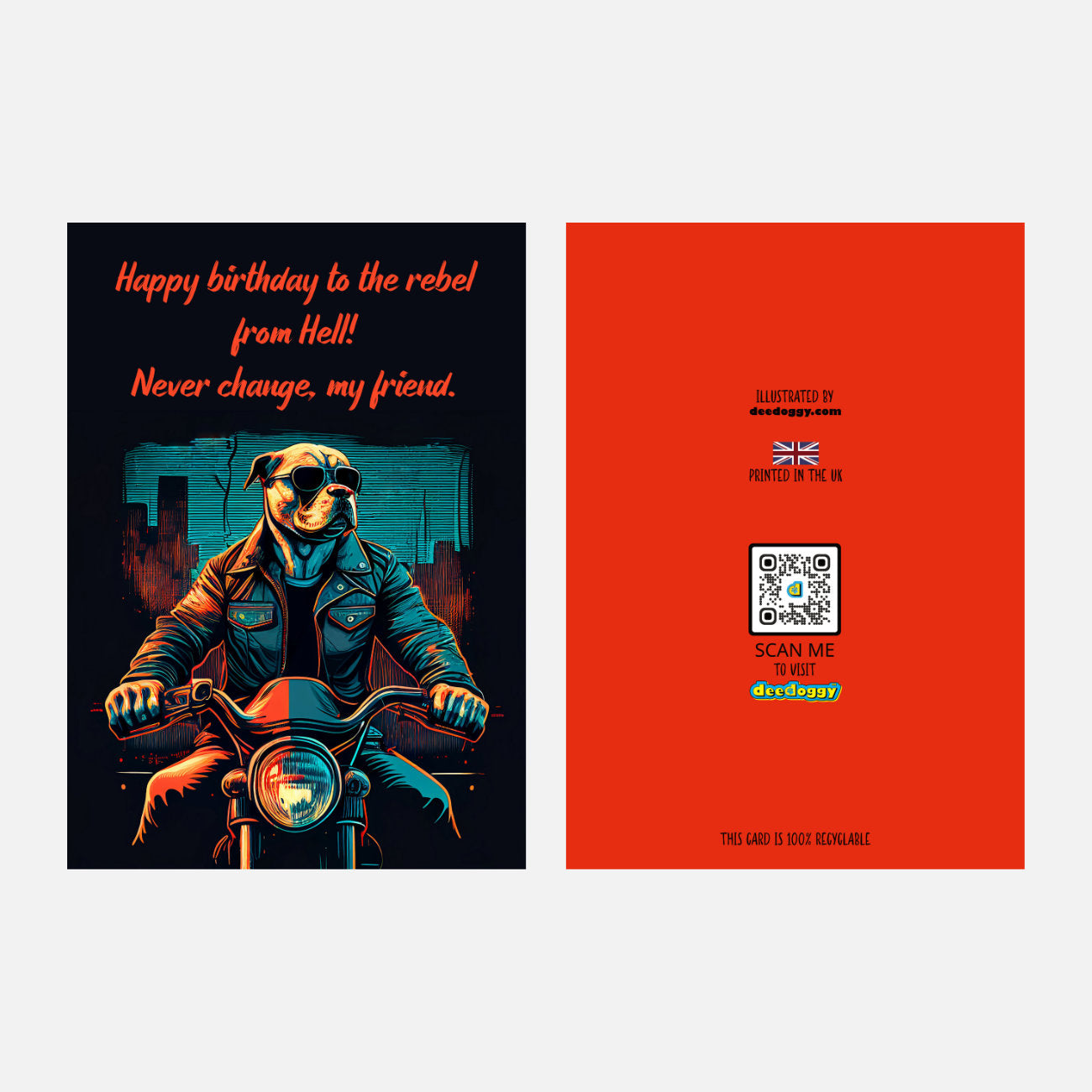 American Bulldog Birthday Card front and back