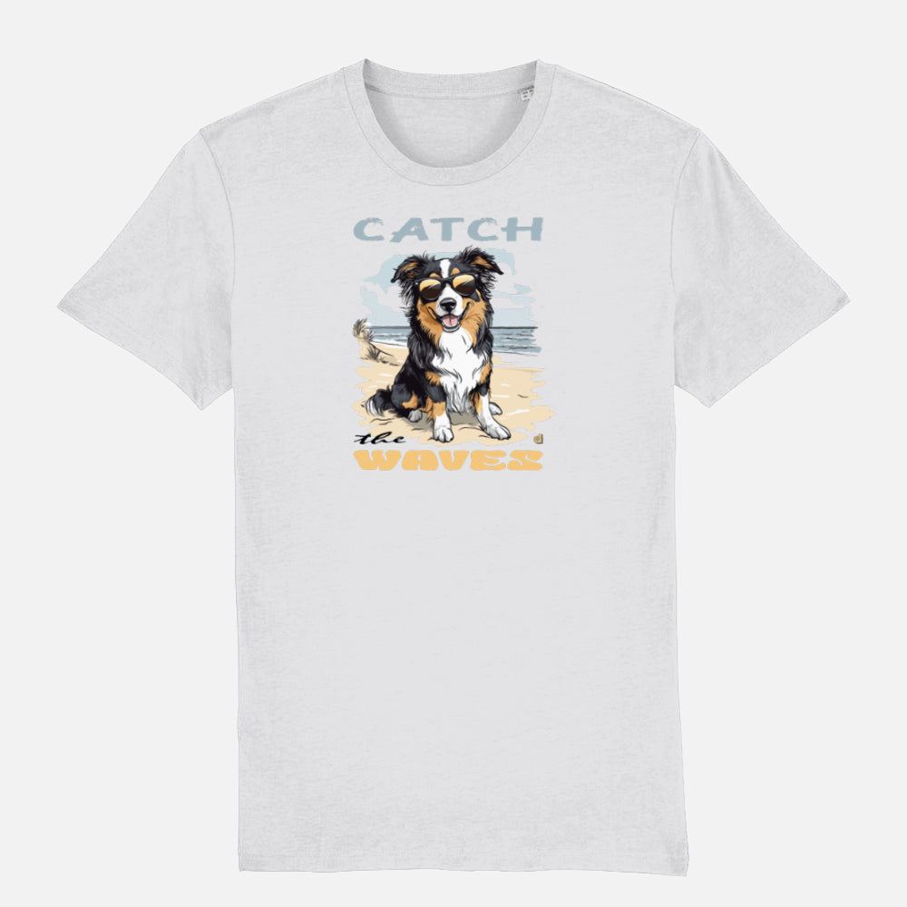 Australian Shepherd Unisex T-shirt (Beach) - Colour: White