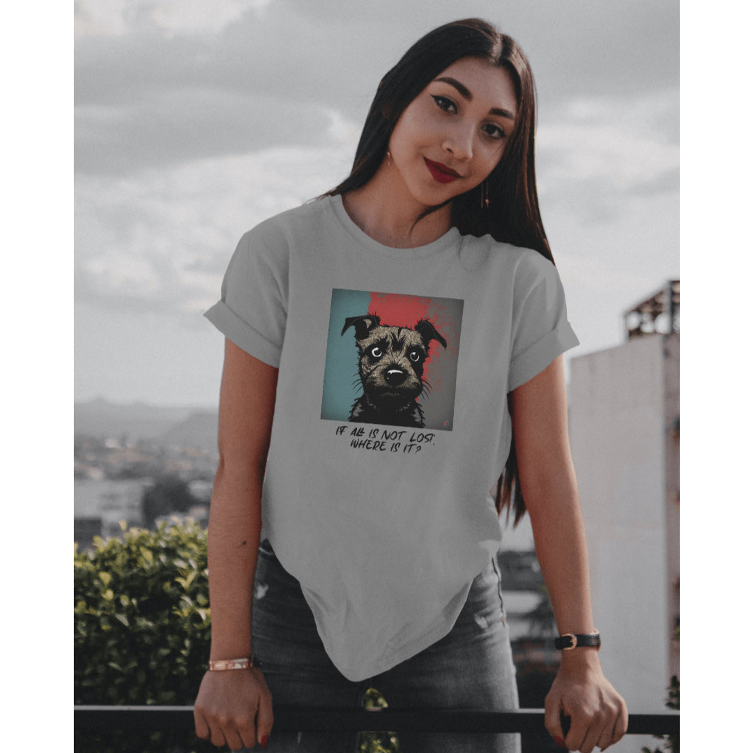 Border Terrier Unisex T-shirt - Colour: Medium Heather Grey