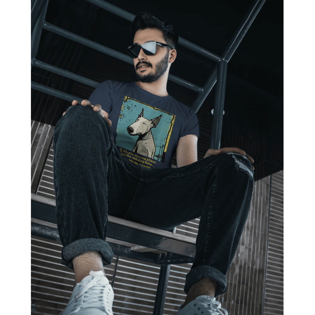 Bull Terrier Unisex T-shirt - Colour: French Navy Blue