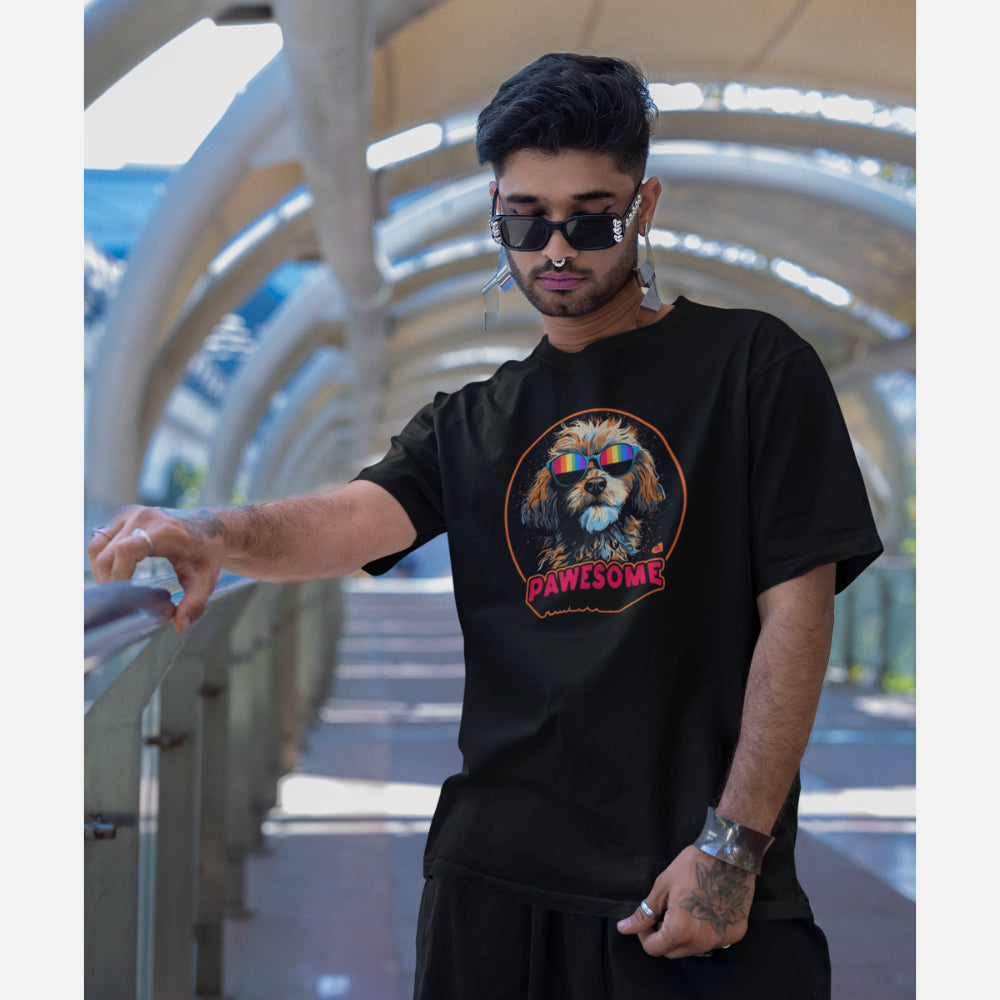 Cockapoo Unisex T-shirt (Pawesome)- Colour: Black