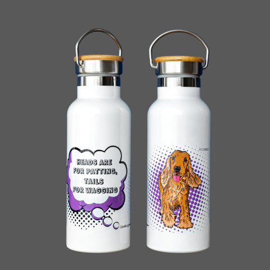 Cocker Spaniel Purple Water Bottle (artist Maria Castillo)