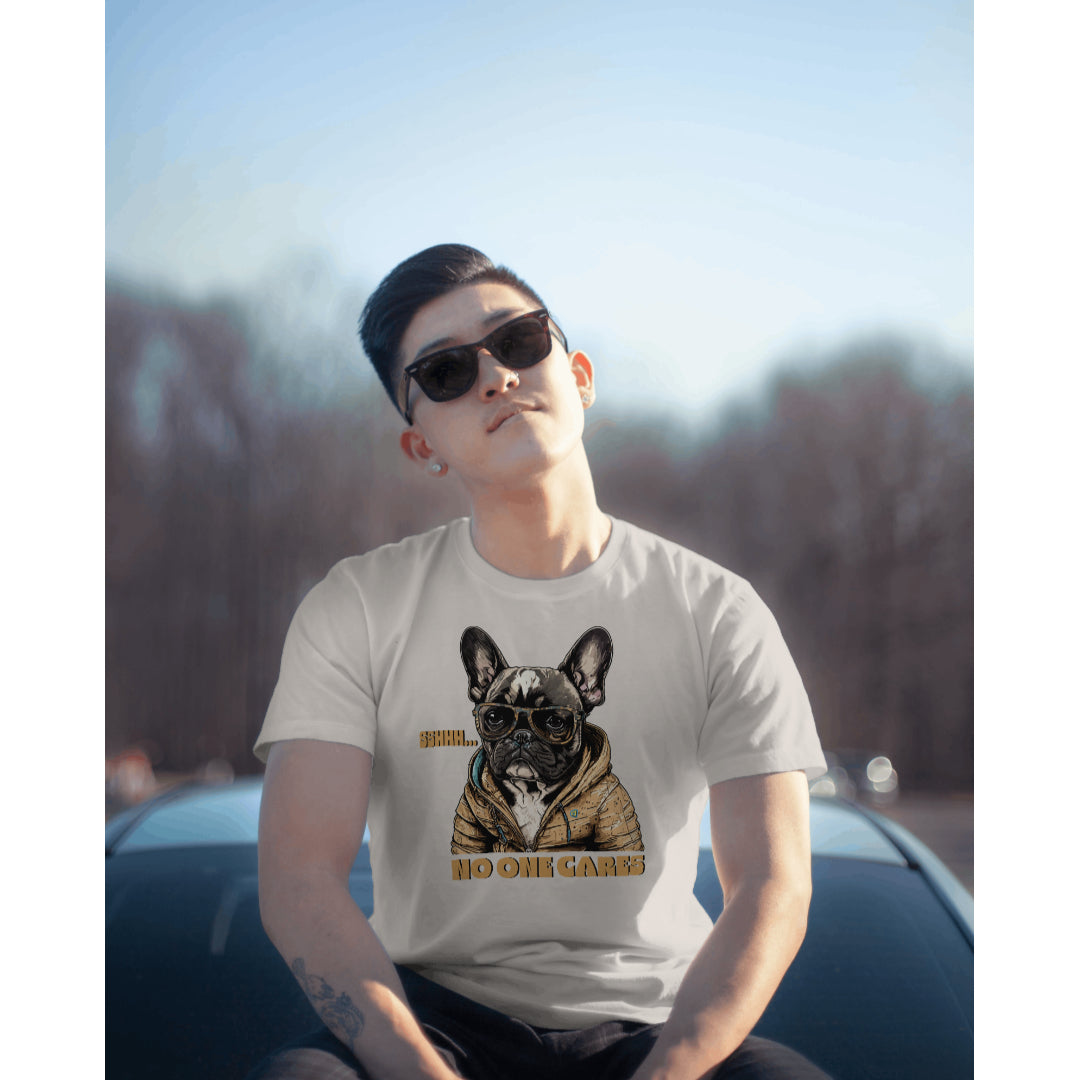 French Bulldog Unisex T-shirt - Colour: Vintage White