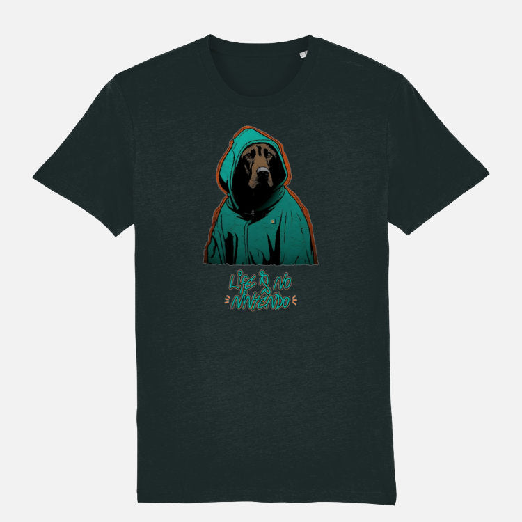 Chocolate Labrador Unisex T-shirt (Green Hoodie) - Colour: Black