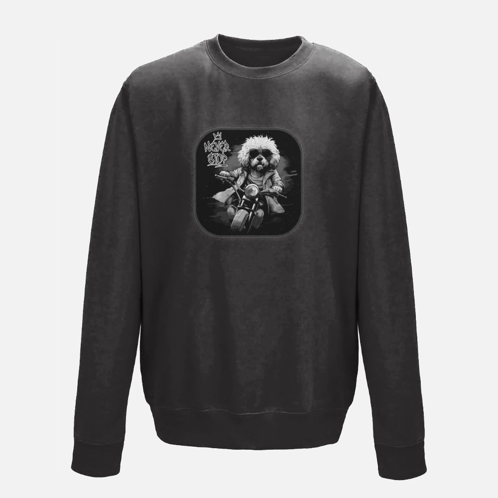 Kids' "Never Stop" Labradoodle Sweatshirt - Colour: Deep Black