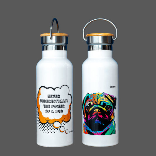 Pug Gift Water Bottle (artist Michael Tompsett)