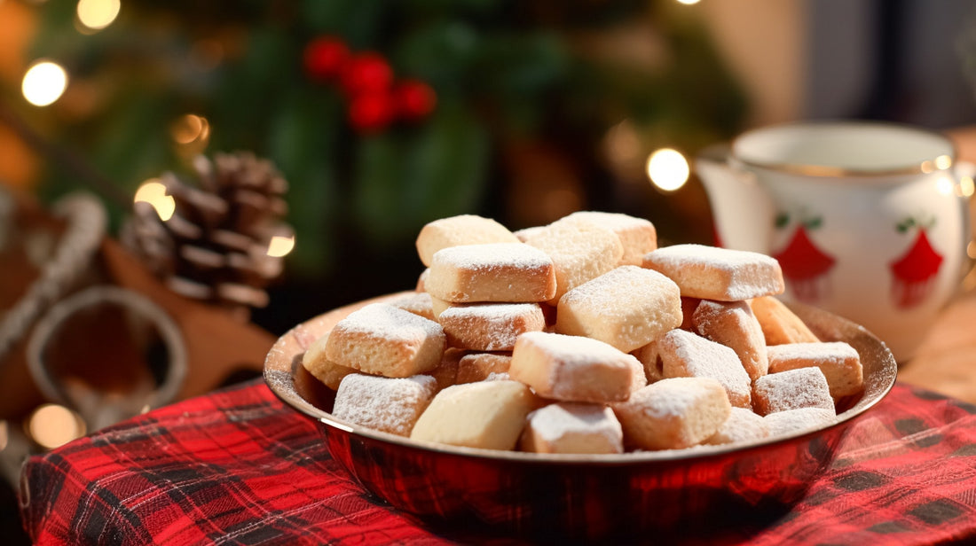 Traditional shortbread biscuits in a bowl