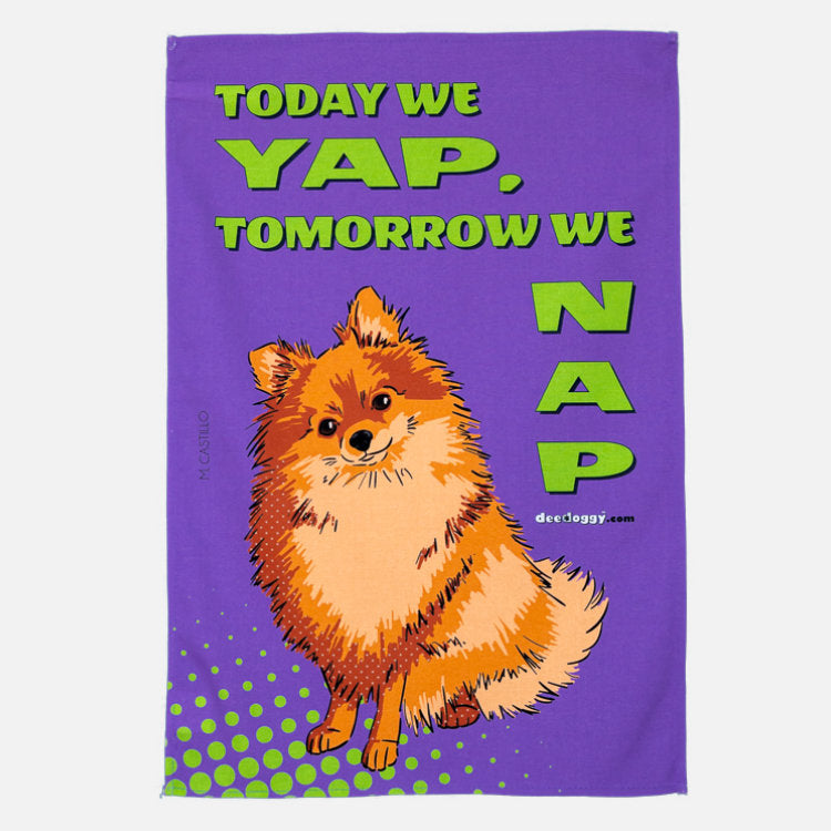 Pomeranian Gift Tea Towel (artist Maria Castillo)