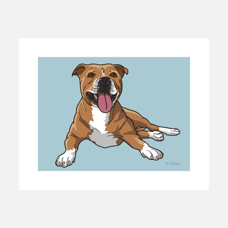 Staffordshire Terrier Art Print (artist Maria Castillo)