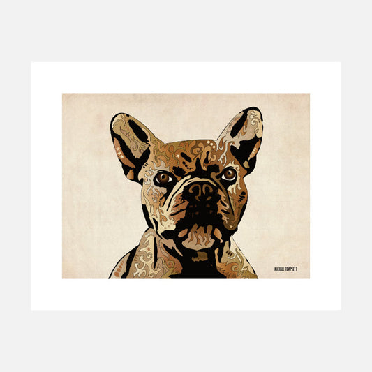 French Bulldog Vintage Brown Art Print (artist Michael Tompsett)