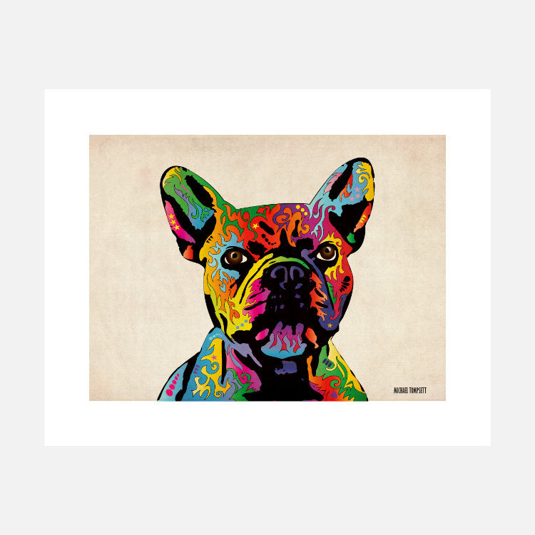 French Bulldog Vintage Background (artist Michael Tompsett)