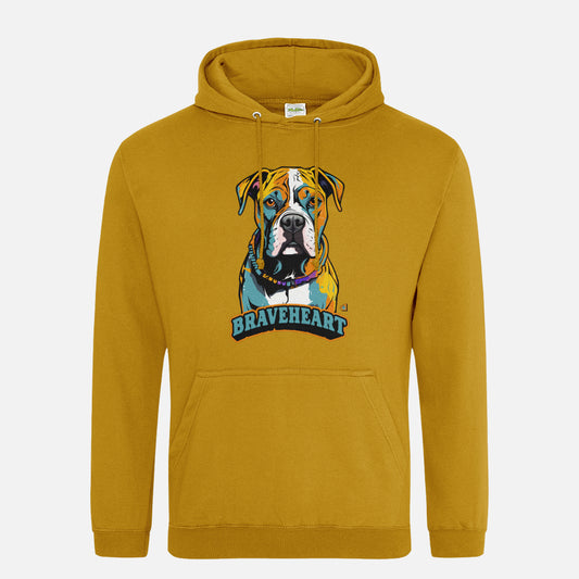 American Bulldog Unisex Hoodie (Braveheart) - Colour: Mustard, Front Design