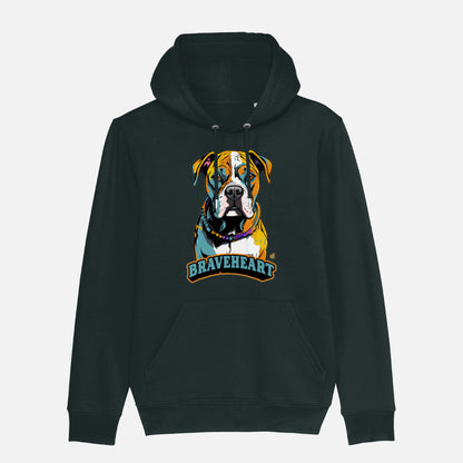 American Bulldog Unisex Hoodie (Braveheart) - Colour: Black, Front Design