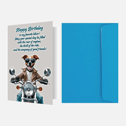 Jack Russell Terrier Birthday Card (Biker)