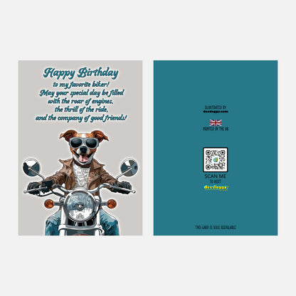 Jack Russell Terrier Birthday Card (Biker)