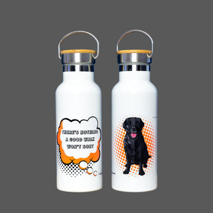 Black Labrador Gift Water Bottle Orange (artist Maria Castillo)