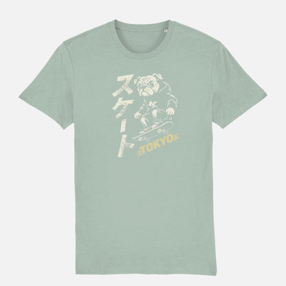 English Bulldog Unisex T-shirt (Tokyo Street Dog – Skateboarder)