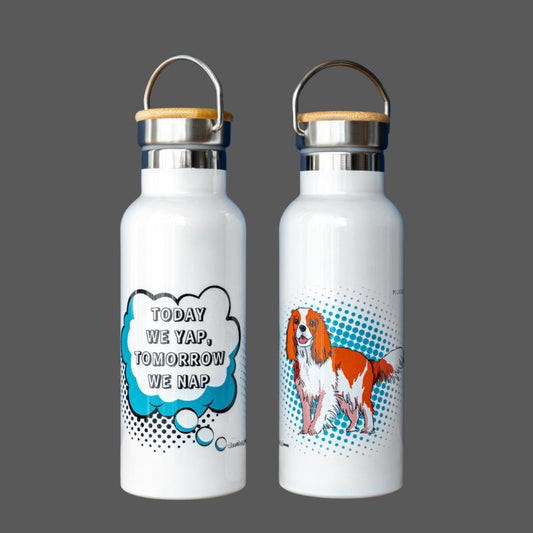 Cavalier King Charles Spaniel Water Bottle (artist Maria Castillo)