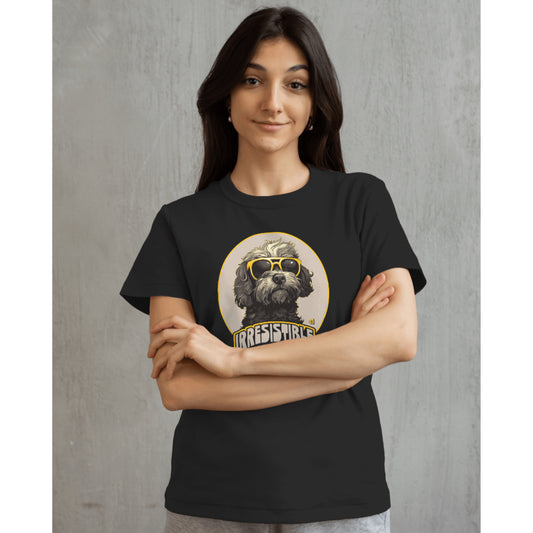 Cockapoo Unisex T-shirt (Irresistible)- Colour: Black