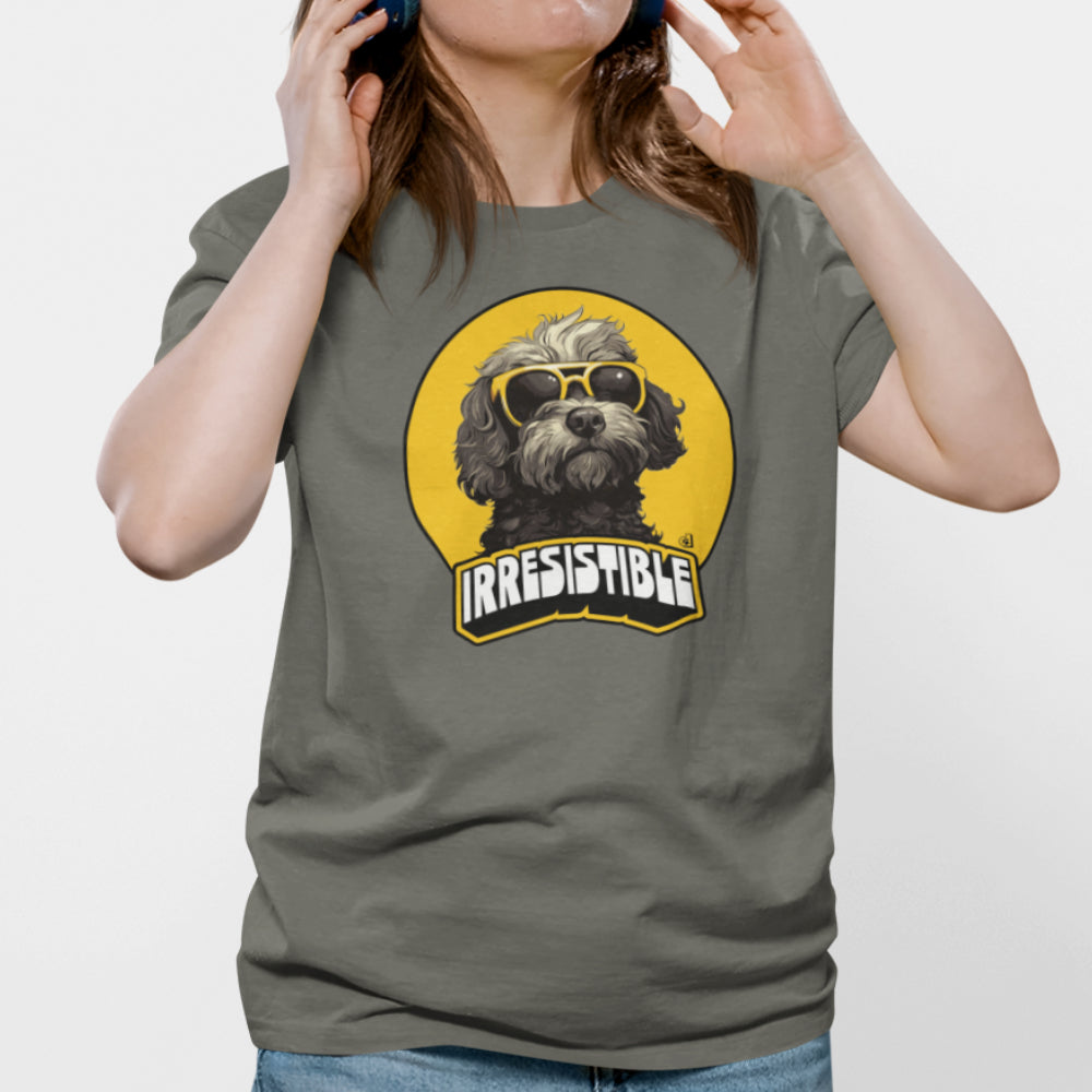 Cockapoo Unisex T-shirt (Irresistible)- Colour: Khaki
