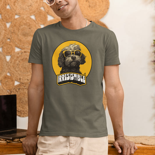 Cockapoo Unisex T-shirt (Irresistible)- Colour: Khaki