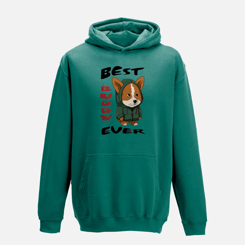 Kids' Corgi Hoodie - Colour: Jade Green