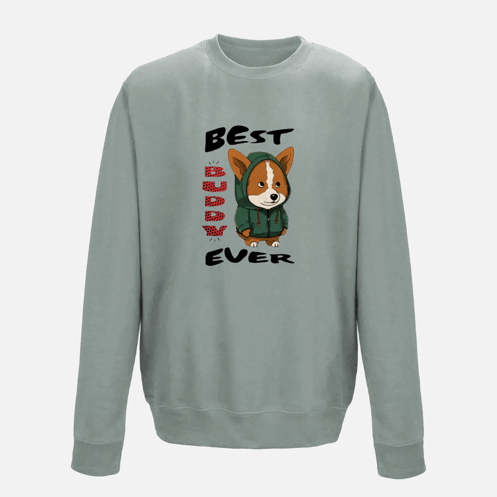 Kids' Corgi Sweatshirt - Colour: Dusty Green