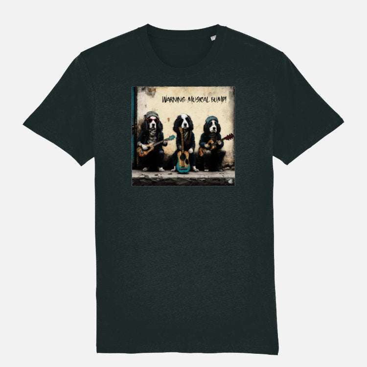 Springer Spaniel Unisex T-shirt (Musicians) - Colour: Black