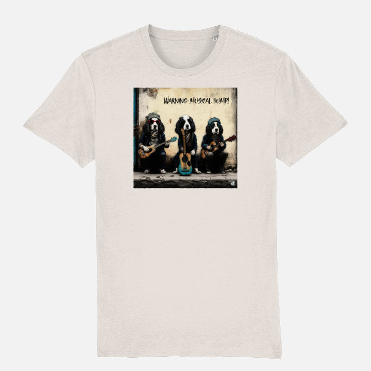 Springer Spaniel Unisex T-shirt (Musicians)- Colour: Vintage White