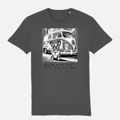 French Bulldog Unisex T-shirt (Camper Van) - Colour: Anthracite