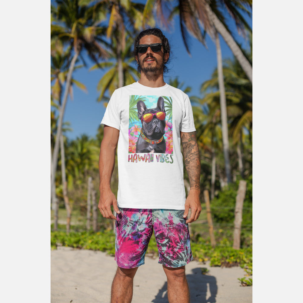 French Bulldog Hawaii T-shirt on a man