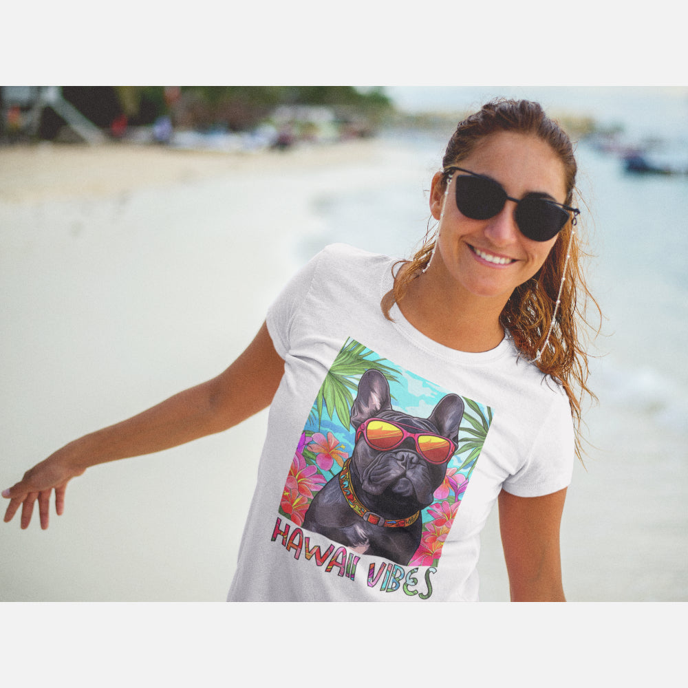 French Bulldog Hawaii T-shirt on a girl