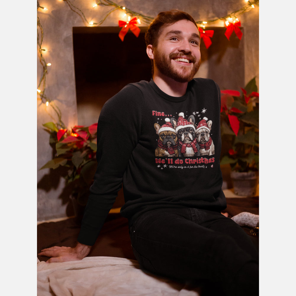 French Bulldog Xmas sweatshirt black on a men