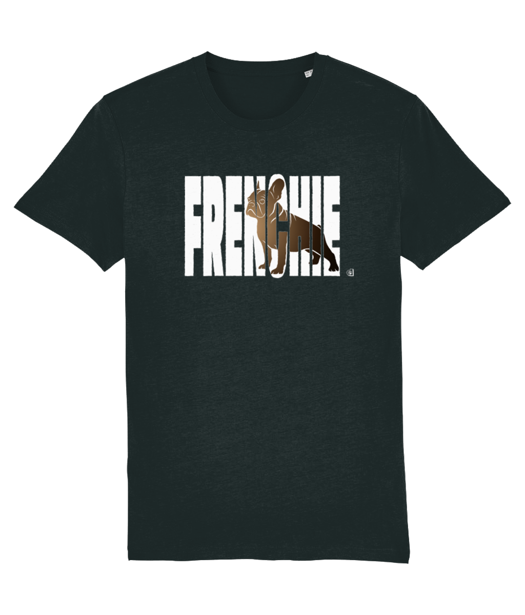 French Bulldog Unisex T-shirt (FRENCHIE-Brown) - Colour: Black