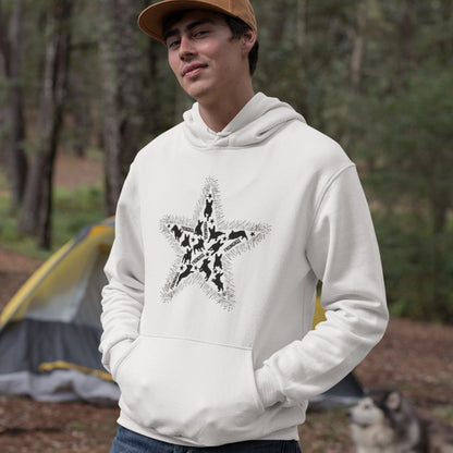 French Bulldog (Black Star) Unisex Hoodie - Colour: White