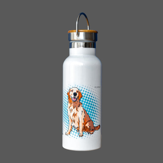 Golden Retriever Gift Water Bottle (artist Maria Castillo)