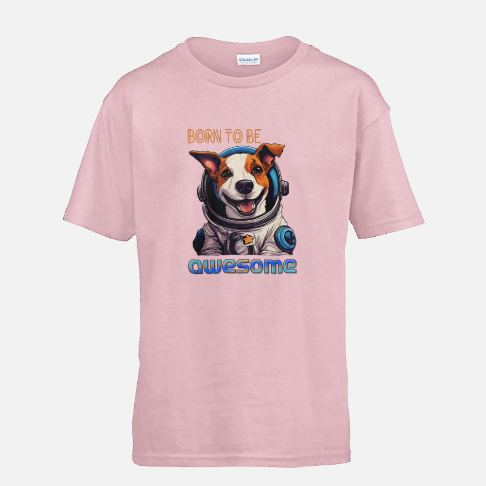 Kids' Cosmic Jack Russell Terrier T-shirt - Colour: Cotton Pink