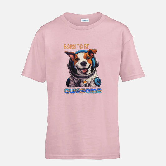 Kids' Cosmic Jack Russell Terrier T-shirt - Colour: Cotton Pink