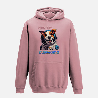 Kids' Cosmic Jack Russell Terrier Hoodie - Colour: Dusty Pink