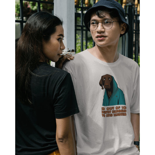 Chocolate Labrador Unisex T-shirt (Hangover) - Colour: Off White