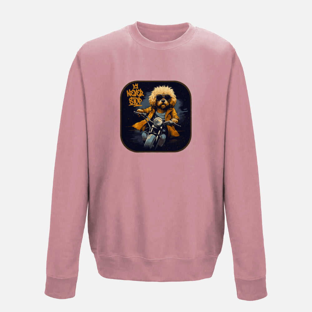 Kids' "Never Stop" Labradoodle Sweatshirt - Colour: Dusty Pink