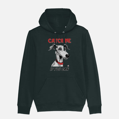 Lurcher Unisex Hoodie (Catch Me)- Colour: Black