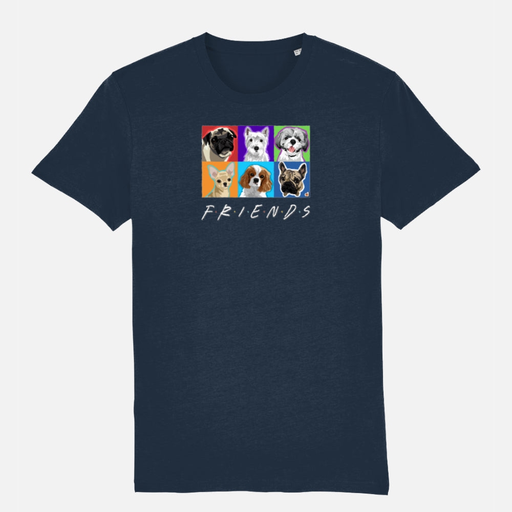 Dog Friends - A Smaller Doggy Mix Unisex T-shirt - Colour: French Navy