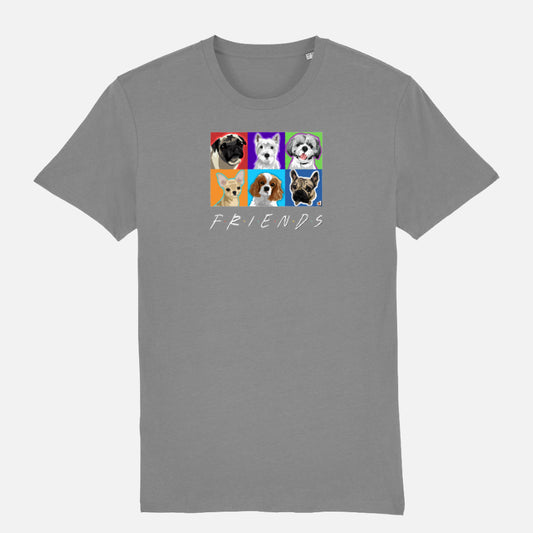 Dog Friends - A Doggy Mix Unisex T-shirt - Colour: Mid Heather Grey