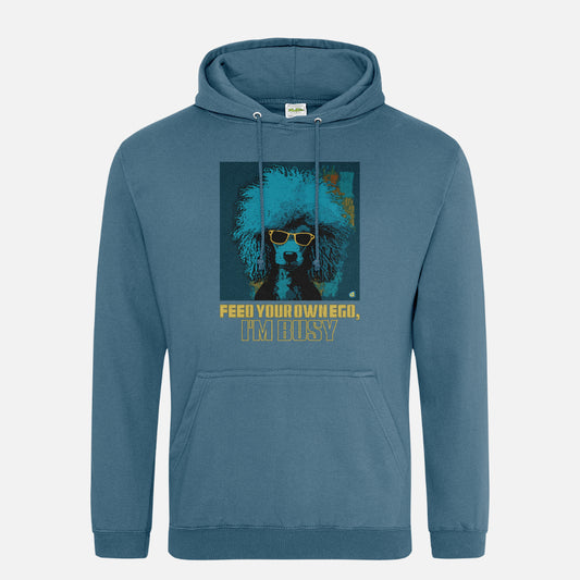 Poodle Unisex Hoodie - Colour: Airforce Blue, Front Design