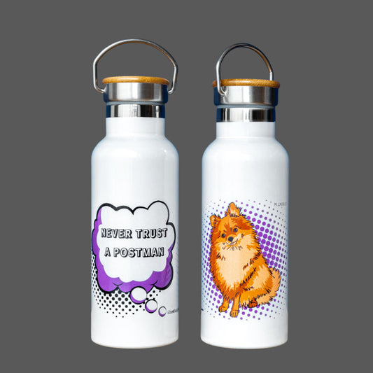 Pomeranian Gift Water Bottle (artist Maria Castillo)