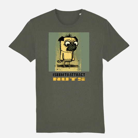 Pug Unisex T-shirt - Colour: Khaki