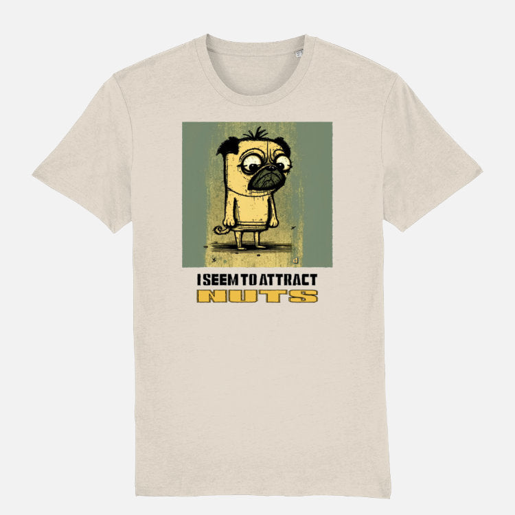 Pug Unisex T-shirt - Colour: Natural Raw