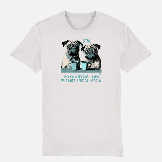 Pug Unisex T-shirt - Colour: Cream Heather Grey