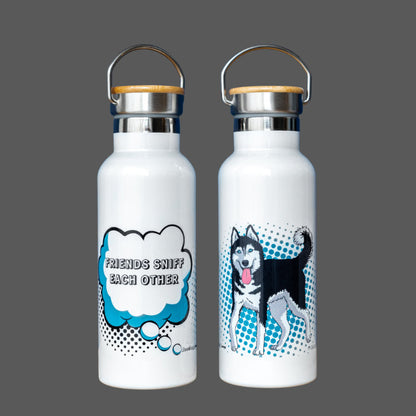 Siberian Husky Gift Water Bottle (artist Maria Castillo)